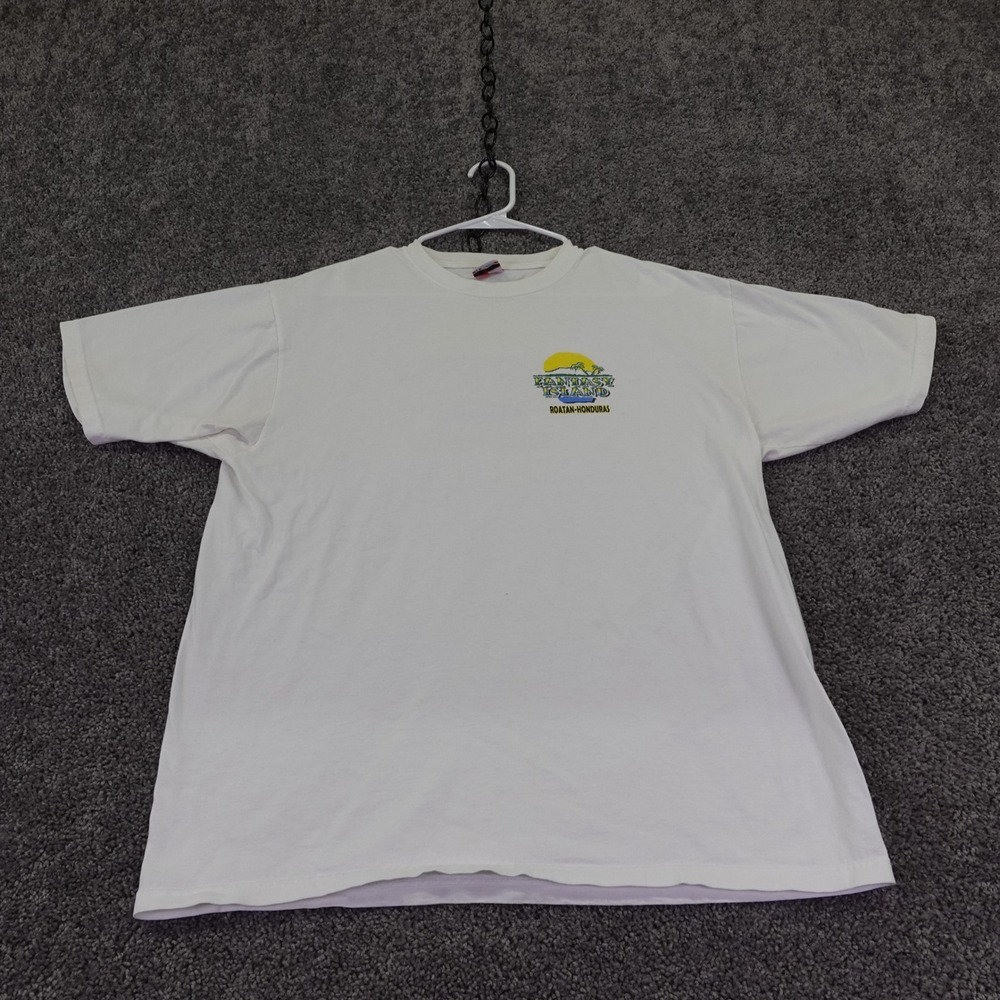 Jomary T Shirt Mens Large White Fantasy Island Roatan Honduras Graphic Travel
